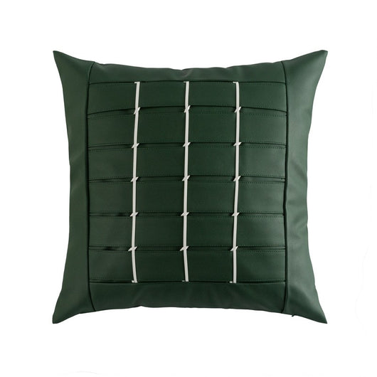 Funda de Almohada de Cuero PU con Diseño Geométrico y Tela Tecnológica - Image 8