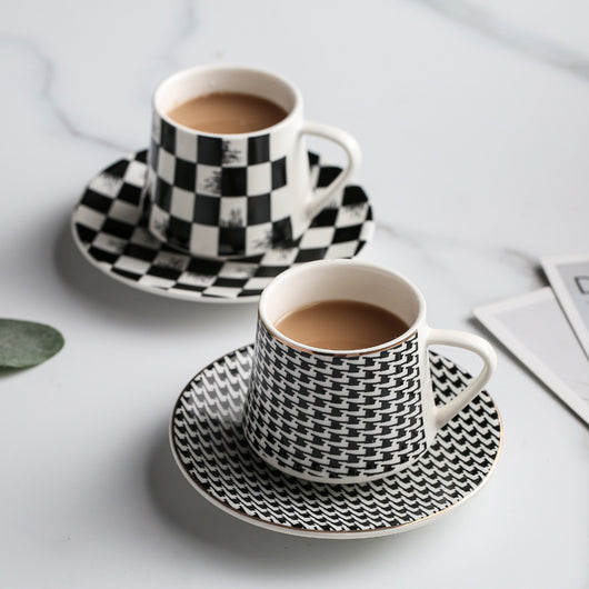 Juego de Taza y Plato de Cerámica Turca para Café