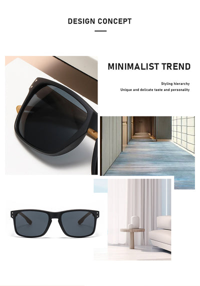 Gafas de Sol Cuadradas Retro con Pata de Madera y Lente Degradado para Hombre - Image 19
