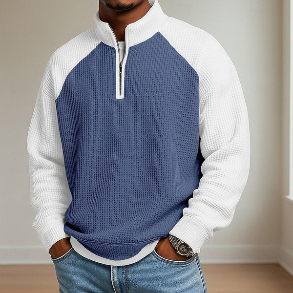 Polo Manga Larga Bloques de Color Talla Grande para Hombre