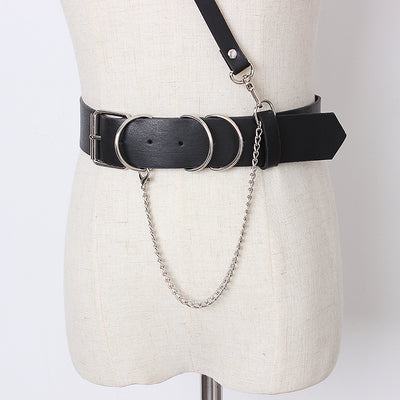 Cadena de Cuero Negro con Correa y Diseño Cóncavo - Image 15