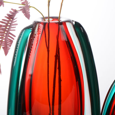 Jarrón Minimalista de Lujo Wabi-sabi Esmaltado en Rojo y Azul - Image 11