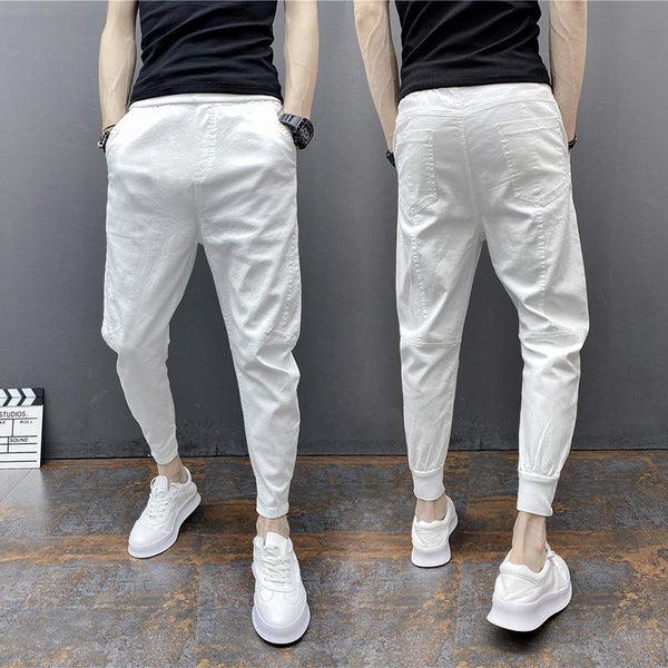 Pantalones Harem Tobilleros Ajustados de Cintura Elástica