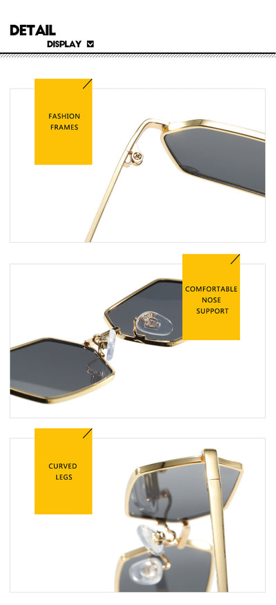 Women's polygonal sunglasses with gold frames and brown lenses, featuring a unique hexagonal shape. - Image 17