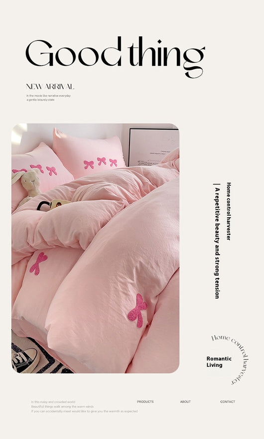 Funda Nórdica de Algodón Suave con Bordado de Corazón y Lazo para Niña - Image 21