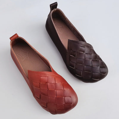 Zapatos Tejidos de Cuero Retro para Mujer - Casual y Versátil - Image 10