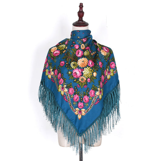 Pashmina Étnica con Flores Bordadas y Borlas - Image 10