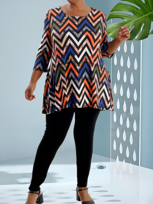 Blusa Casual Estampada Talla Grande Suelta Cuello Redondo - Image 13