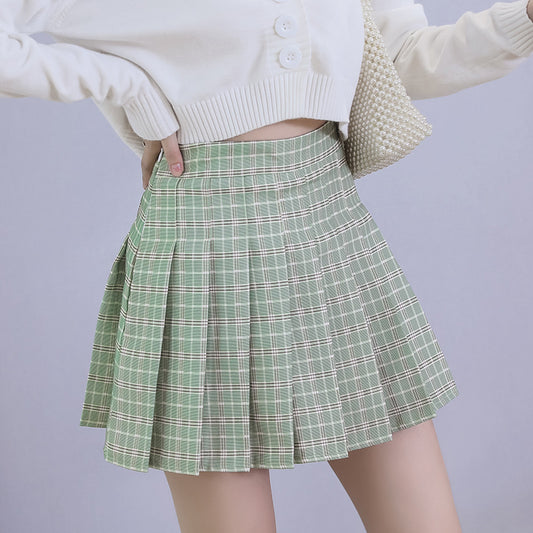 Falda Estampado Cuadros Verdes