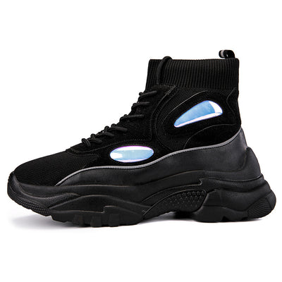 Zapatillas Deportivas Plataforma para Pareja - Tejido Volador Blanco con Suela Gruesa - Image 3