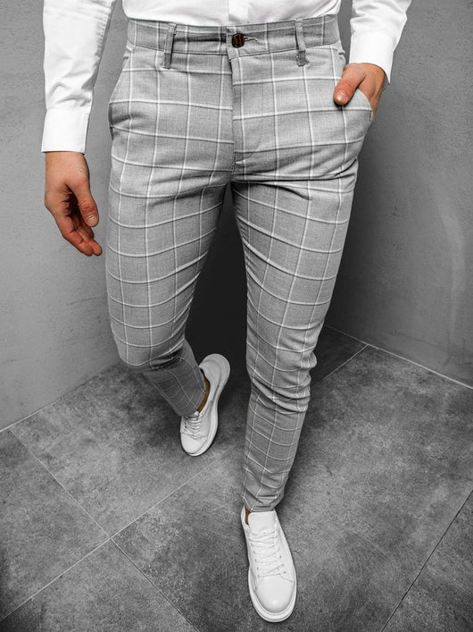 Pantalones Casuales de Cuadros para Hombre - Cintura Media Elástica - Image 12