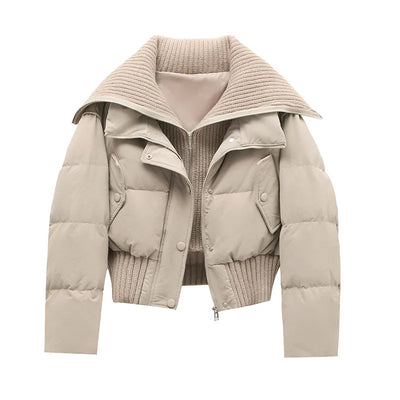 Abrigo de Algodón con Cuello Solapa Diseño Patchwork para Mujer - Image 9