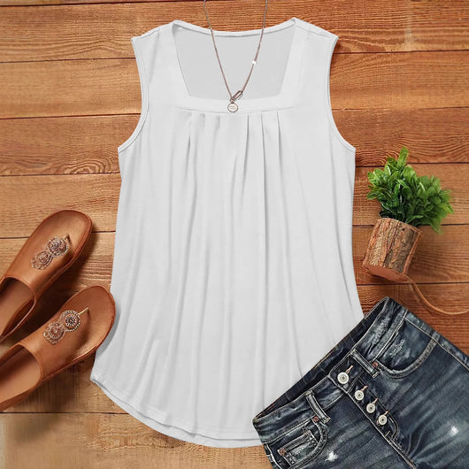 Chaleco Suelto Estampado con Cuello Halter Plisado para Mujer - Perfecto para Verano - Image 6
