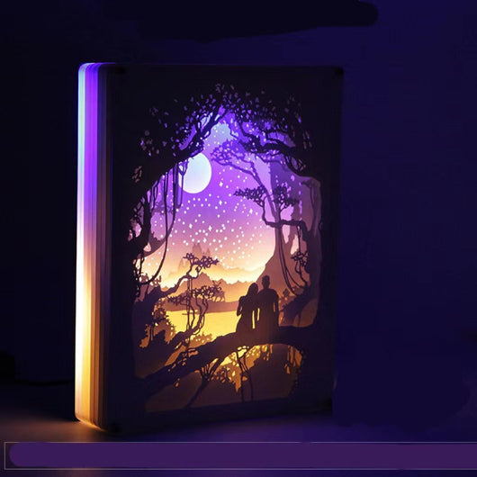 Lámpara de Mesa Recortada Luz y Sombra - Diseño Romántico Amantes de la Luna