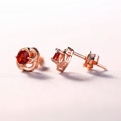 Aretes de Plata 925 con Granate Natural en Forma de Trébol - Image 13