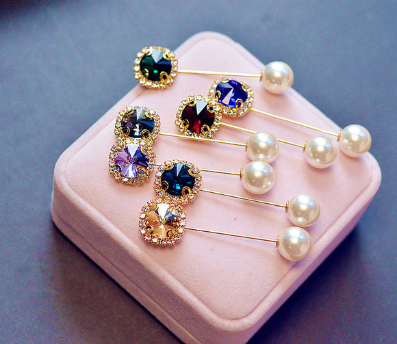 Broche Cristal Perla con Palabra - Pasador Elegante para Bufanda