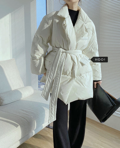 Chaqueta Acolchada Suelta de Largo Medio con Cuello de Traje - Image 31