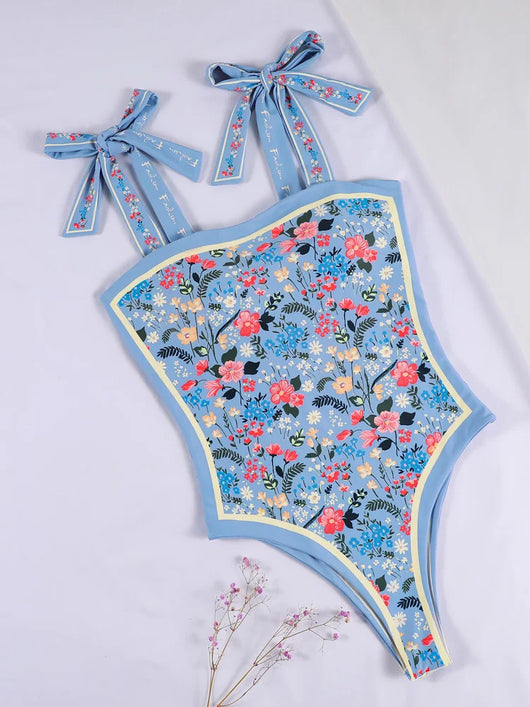 Traje de Baño Vintage Francés Estampado Doble Cara Ajustado - Image 13