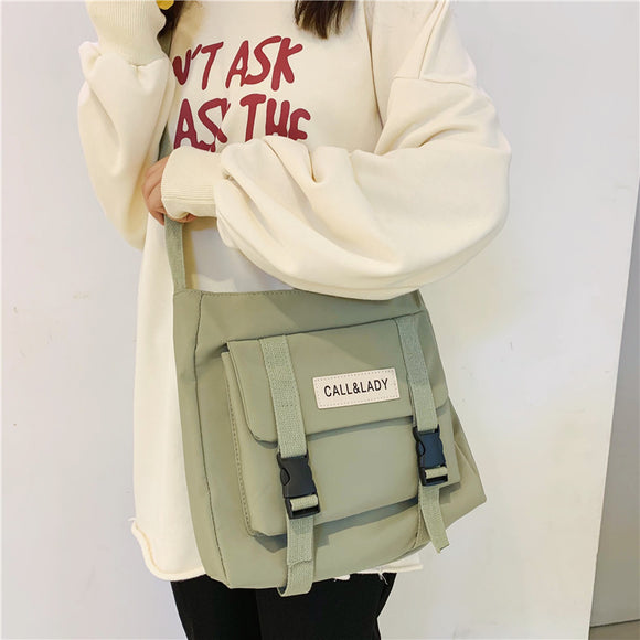 Bolsa Mensajera Impermeable de Lona y Nylon para Mujer