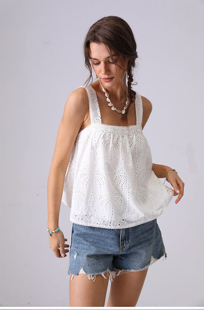 Blusa Camisola de Encaje Bordado Estilo Francés Suelta - Image 10