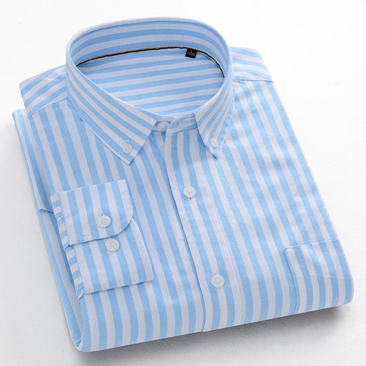 Camisa Oxford de Algodón a Rayas Antirruga para Hombre - Image 8