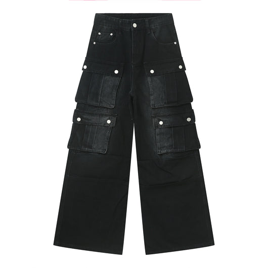 Pantalón Jean Cargo Retro de Talle Ancho con Múltiples Bolsillos - Image 6