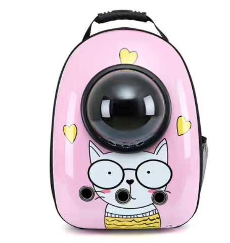 Black and white penguin-shaped pet carrier backpack with a transparent bubble window and ventilation holes. - Image 51