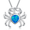 Fashion Plateado filled Azul opal sea turtle pendant necklace for women female Animal wedding ocean beach jewelry gift F
