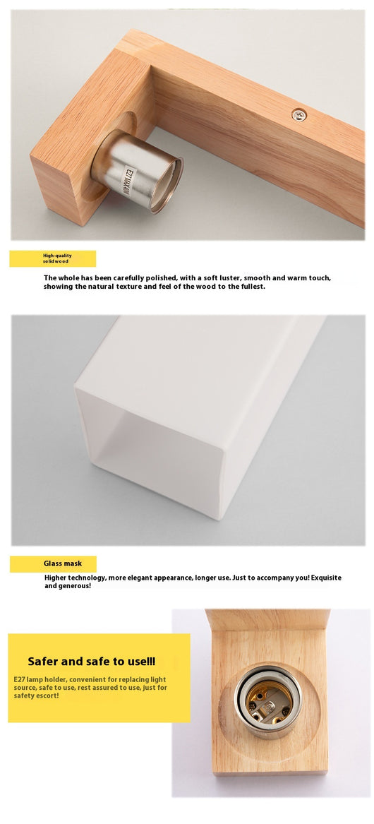 Lámpara de Pared Japonesa Minimalista en Madera Maciza - Image 12