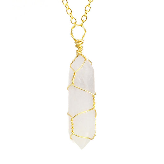 Collar Colgante de Cristal Hexagonal Envuelto a Mano con Piedra Natural - Image 45