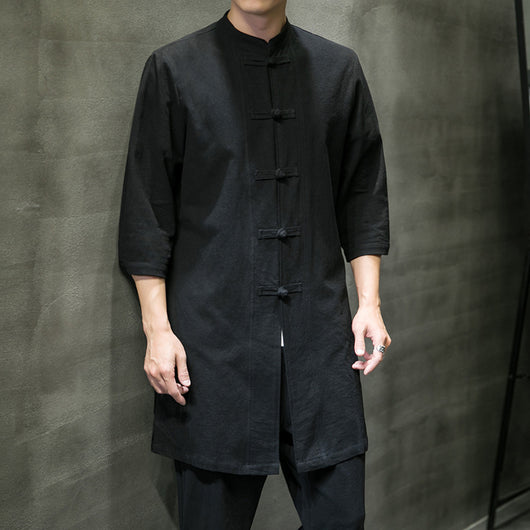Camisa Hombre Manga Tres Cuartos en Algodón y Lino - Image 12