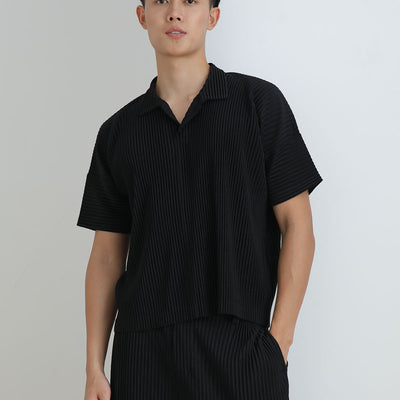 Polo Miyake Hombre Manga Corta - Diseño Plisado Tendencia Moda - Image 5