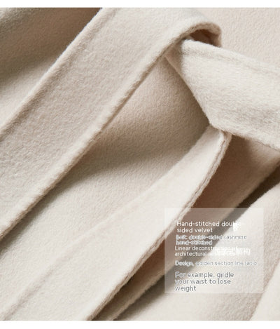 Abrigo de Lana Blanco Crema Ajustado Temperamento Otoño Invierno Mujer - Image 11