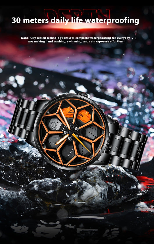 Reloj de Cuarzo Luminoso con Esfera Giratoria para Hombre - Image 10