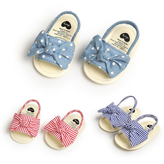 Sandalias Bebé con Moño Diseño Rayado - Zapatos Suave Suela para Niños Pequeños - Image 11