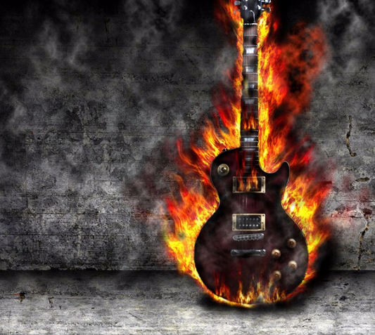 Cuadro de Diamantes Guitarra en Llamas - Pintura Completa con Cristales Brillantes
