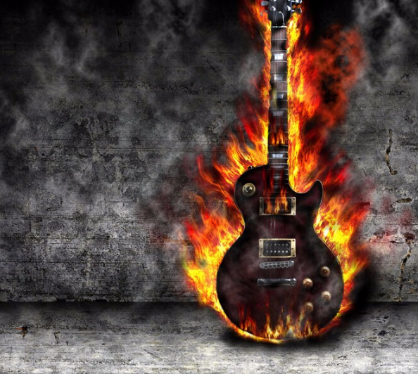 Cuadro de Diamantes Guitarra en Llamas - Pintura Completa con Cristales Brillantes