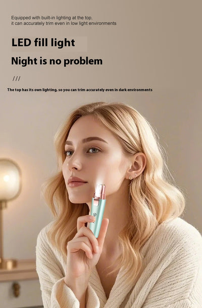 Two mint green and rose gold 2-in-1 electric eyebrow shaping devices with USB cables and packaging. - Image 15