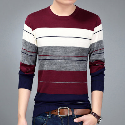 Suéter de Cuello Redondo con Bloques de Color para Hombre Joven - Image 26