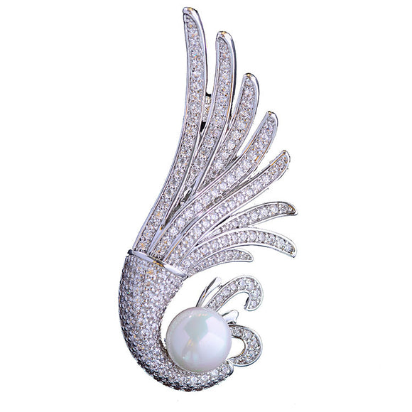 Broche de Perla Fénix Elegante para Damas