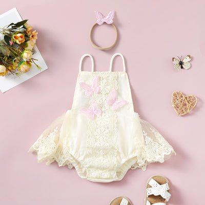 Vestido Princesa Niña con Encaje de Mariposas y Diadema - Image 8