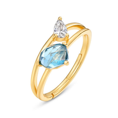 Anillo de Topacio Azul Cielo Lujo Minimalista - Image 5