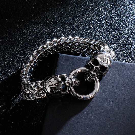Pulsera de Acero Titanio con Calavera para Hombre - Diseño Dominante y Resistente - Image 4