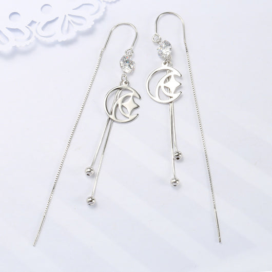 Aretes de Plata Esterlina con Diseño de Luna y Estrella para Mujer - Image 11