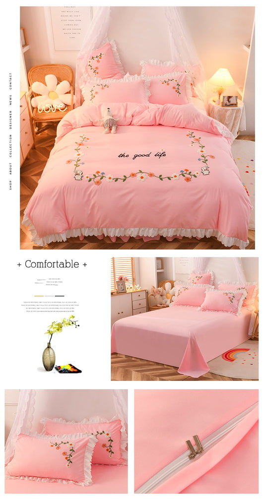 Juego de Cama de 3 Piezas para Cama Individual con Edredón de Volantes - Image 8