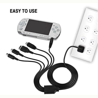 Cable de Carga 5 en 1 para Wii U, 3DS XL, 3DS, NDS Lite y PSP