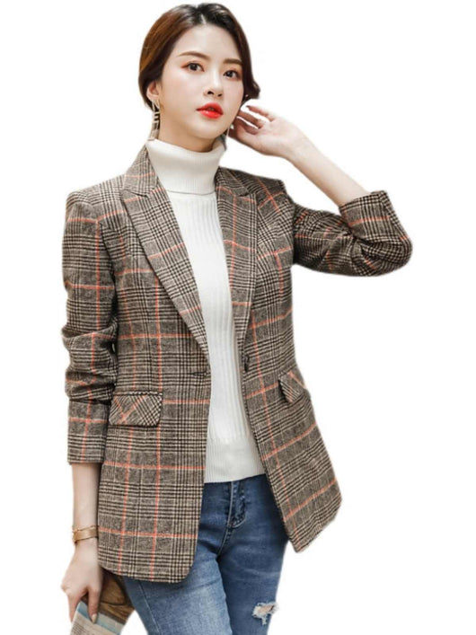 Blazer Cuadriculado Mujer con Cintura Ajustada - Image 7