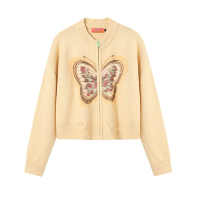 Cardigan Tejido con Estampado de Mariposas para Niña - Suéter Casual Holgado - Image 3