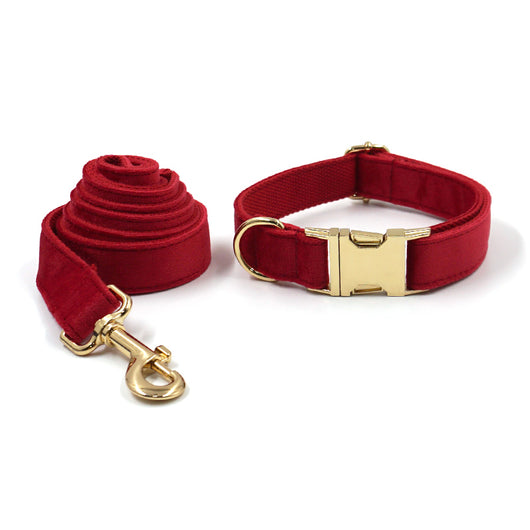Collar y Correa para Mascotas en Terciopelo Rojo con Hebilla Dorada y Moño Navideño - Image 14