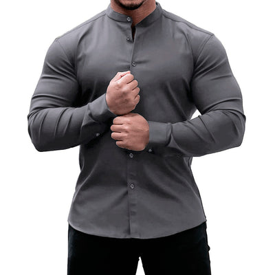 Camisa Casual de Manga Larga para Hombre - Ajuste Slim Colores Sólidos - Image 15